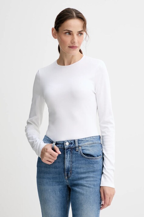 Calvin Klein longsleeve din bumbac culoarea bej, K20K208037