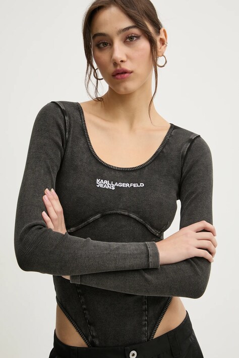 Body Karl Lagerfeld Jeans dámské, šedá barva, A1W17041