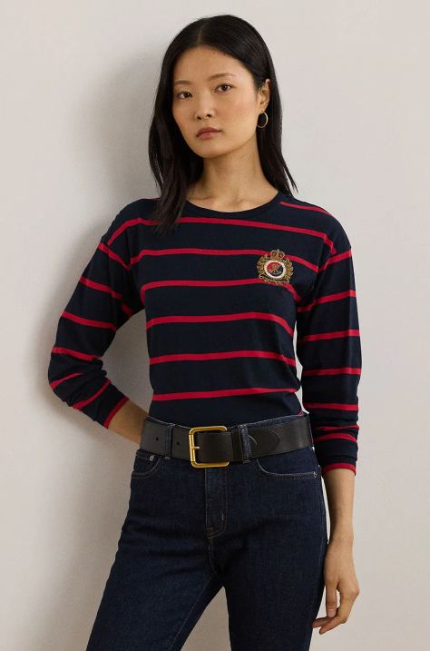 Lauren Ralph Lauren camicia a maniche lunghe donna colore blu navy 200957603