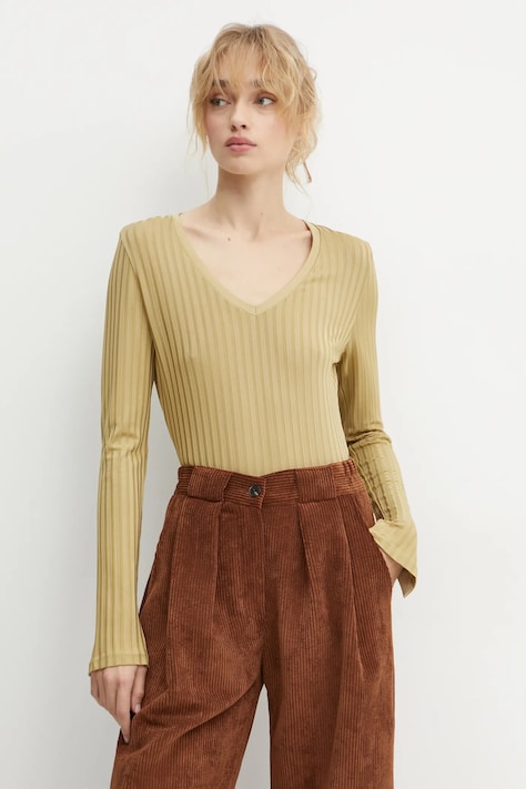 BOSS longsleeve femei, culoarea verde, 50532052