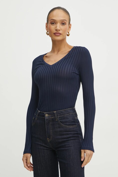 BOSS longsleeve femei, culoarea albastru marin, 50532052