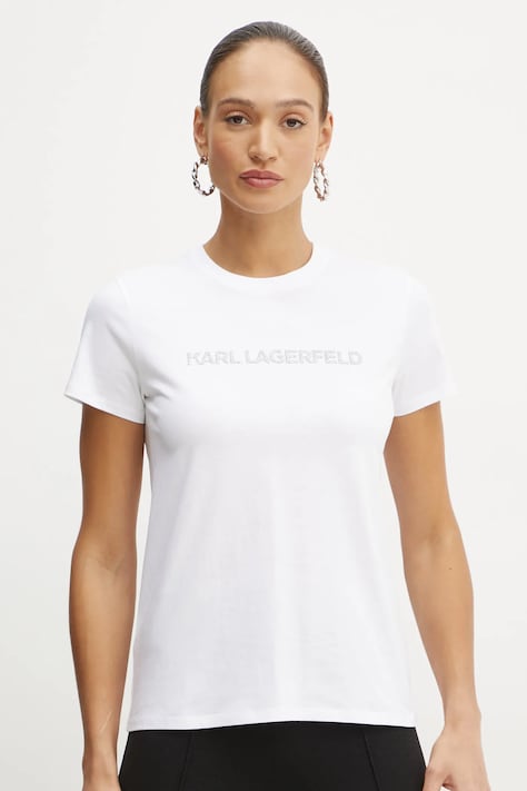 Karl Lagerfeld tricou din bumbac femei, culoarea alb, A1W17076