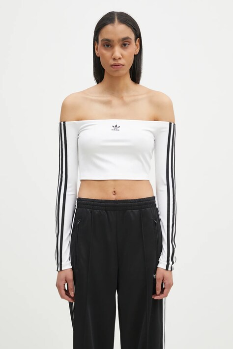 adidas Originals longsleeve Off Shoulder damski kolor biały dekolt hiszpański JD0275