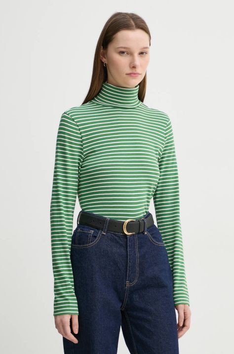 Marc O'Polo longsleeve din bumbac culoarea verde, cu guler, 5000005462