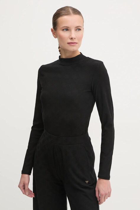 Лонгслив Guess MONICA женский цвет чёрный с полугольфом V5RI03 KCLG2