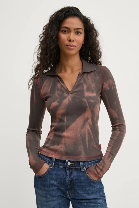 Diesel longsleeve T-RIBS TANK TOP femei, culoarea maro, A16638.0WIBB