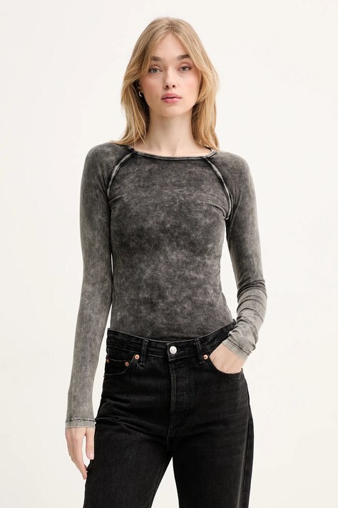 Μακρυμάνικο Diesel ANNA-DNM T-SHIRT χρώμα: γκρι, A17544.0SHAN