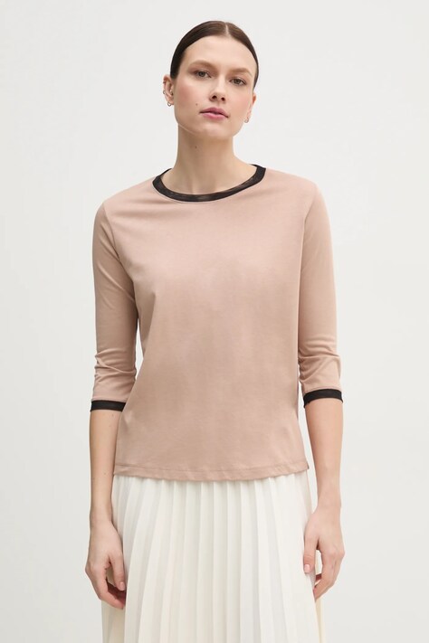 Блуза с дълги ръкави Sisley в кафяво 38B6L1079