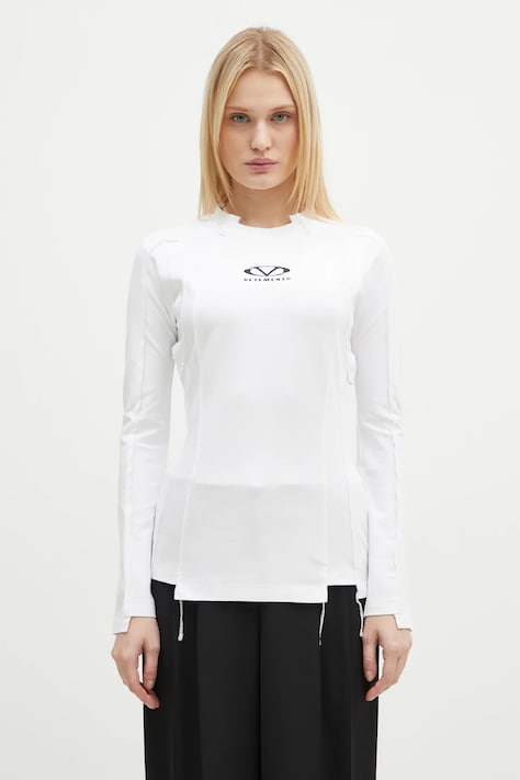 VETEMENTS camicia a maniche lunghe Oval Logo Cut-Up donna colore bianco UA66LS600W