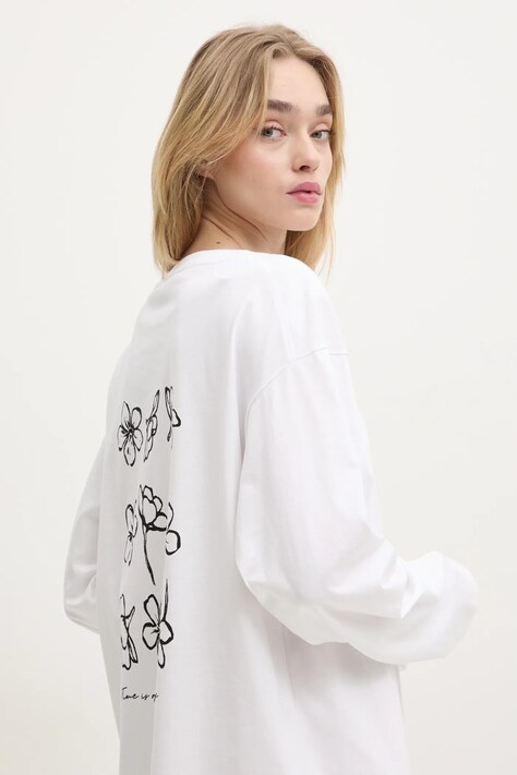 Moschino Jeans longsleeve din bumbac culoarea alb, 1208 3229