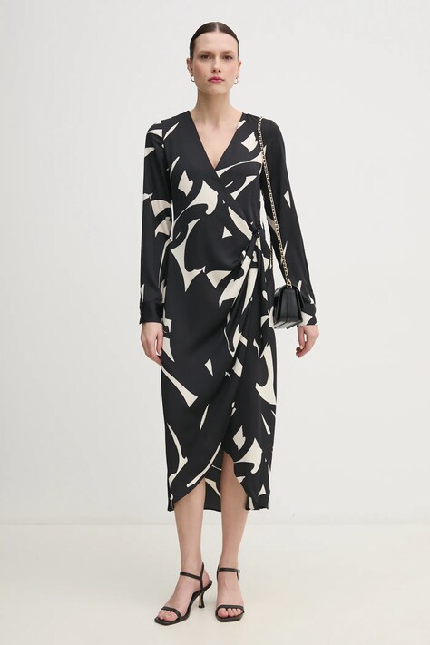 Dkny rochie culoarea negru, midi, evazată, DD4JSD34