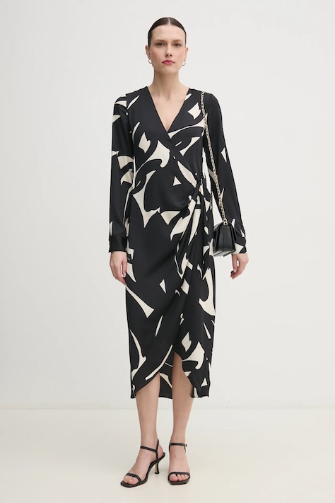Dkny rochie culoarea negru, midi, evazată, DD4JSD34