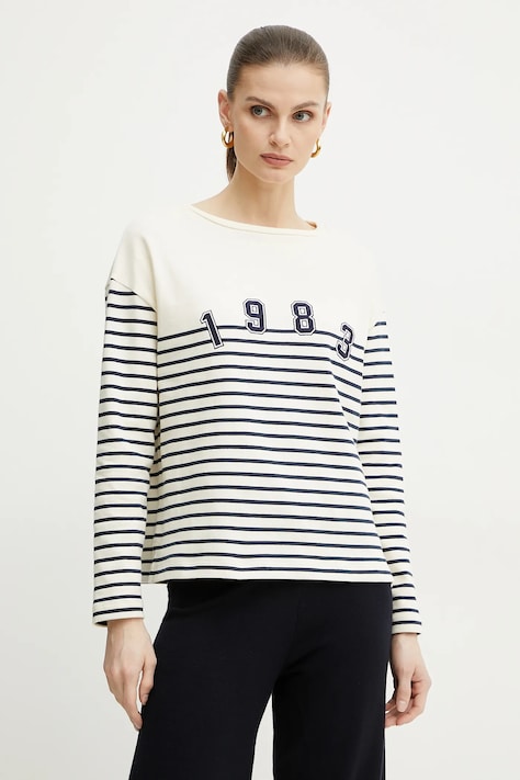 Bavlněná mikina Weekend Max Mara béžová barva, vzorovaná, 2515941041600