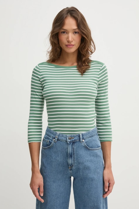 Bavlněné tričko s dlouhým rukávem United Colors of Benetton zelená barva, 30YSD109W