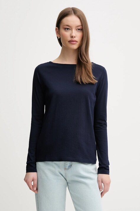 Bavlněné tričko s dlouhým rukávem United Colors of Benetton tmavomodrá barva, 3096D109E