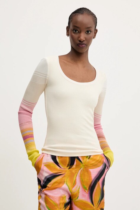 Desigual longsleeve CHURCHILL culoarea bej, 25SWTK77