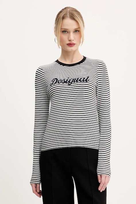 Tričko s dlouhým rukávem Desigual WISCONSIN černá barva, 25SWTK85