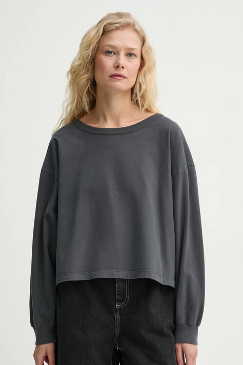 Бавовняний лонгслів American Vintage колір сірий FAZ02AE25