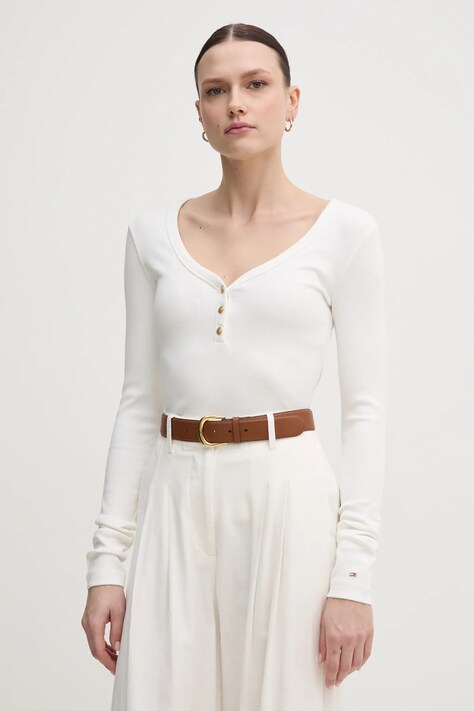 Tommy Hilfiger longsleeve culoarea alb, WW0WW43905