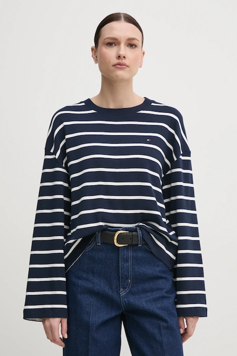 Tommy Hilfiger longsleeve bawełniany kolor granatowy WW0WW45519