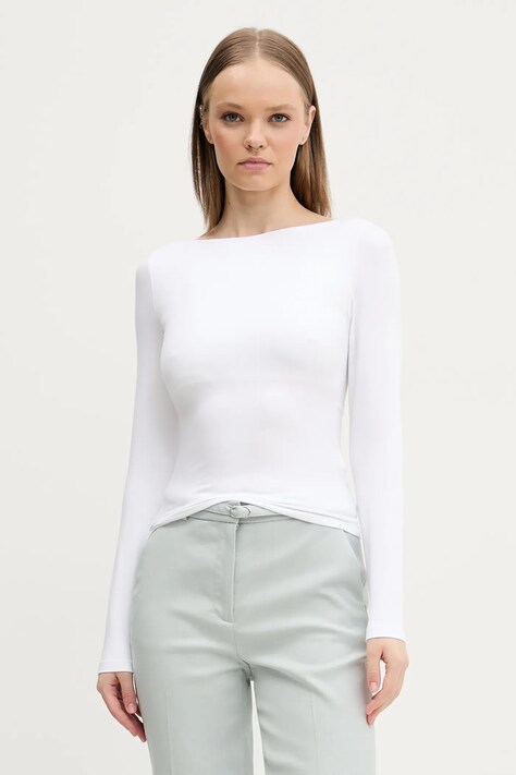 Hollister Co. longsleeve culoarea alb, cu spate descoperit, KI339-5068