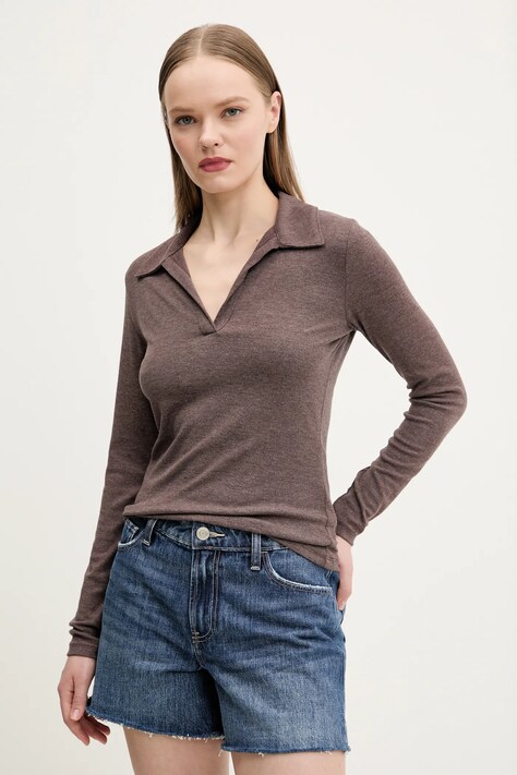 Abercrombie & Fitch longsleeve culoarea maro, KI139-5208