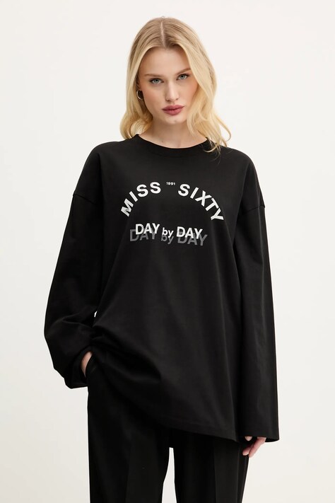 Miss Sixty longsleeve din bumbac culoarea negru, 6S1SJ37800
