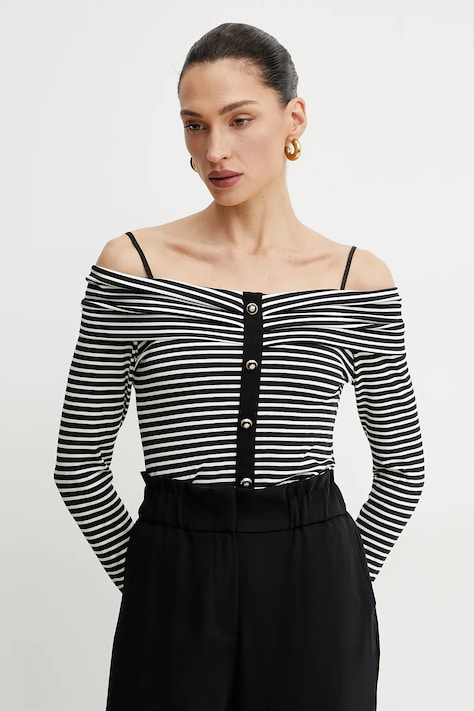 Blúzka Morgan TROPEZ dámske, čierna farba, vzorovaná, TROPEZ
