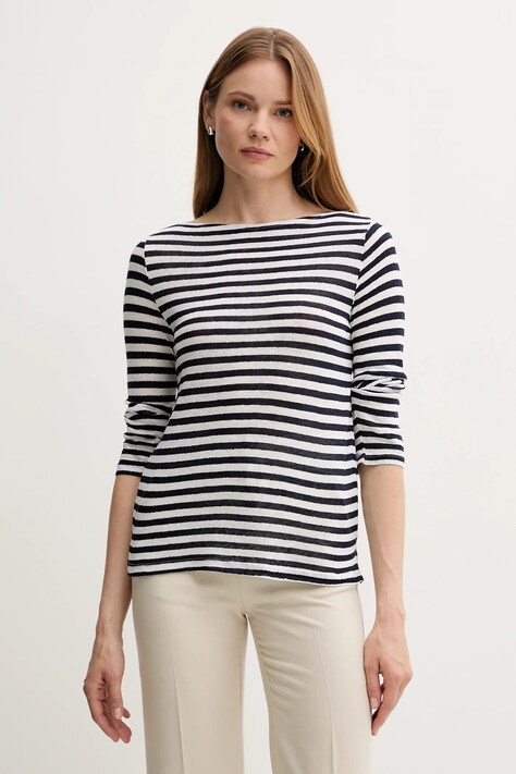 United Colors of Benetton longsleeve din amestec de in culoarea bleumarin, 38O0D109X