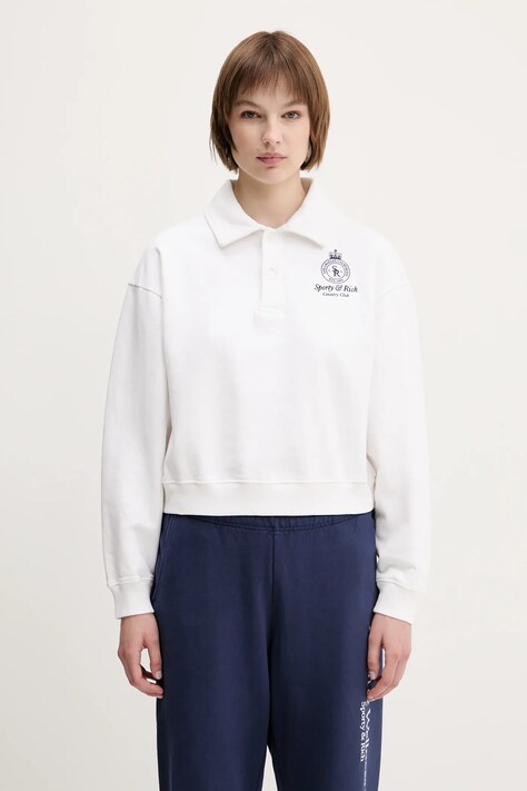 Футболка Sporty & Rich Crown Country Embroidered Cropped Polo цвет белый с аппликацией ST072612202WH01