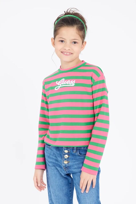 Dětské tričko s dlouhým rukávem Guess zelená barva, J5RI08 K9NE4
