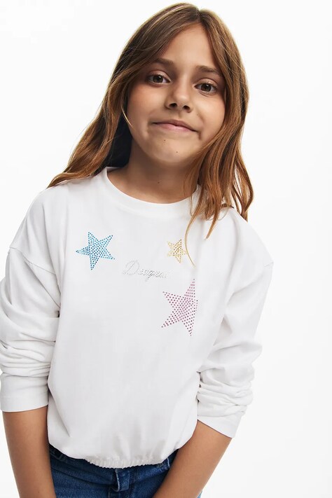 Desigual longsleeve in cotone bambino/a colore bianco 25SGTK13