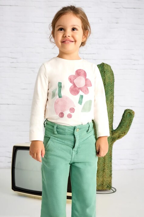 Dětské bavlněné tričko s dlouhým rukávem Mayoral růžová barva, 3017