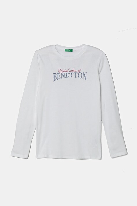 United Colors of Benetton longsleeve din bumbac pentru copii culoarea alb, 3I9WC10MY