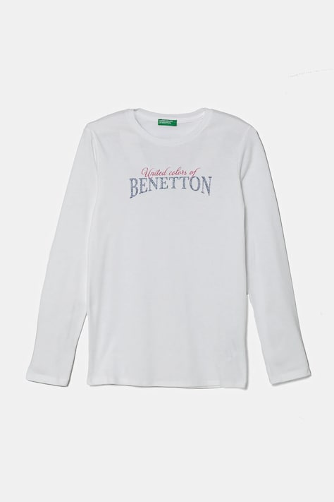 United Colors of Benetton longsleeve bawełniany dziecięcy kolor biały 3I9WC10MY