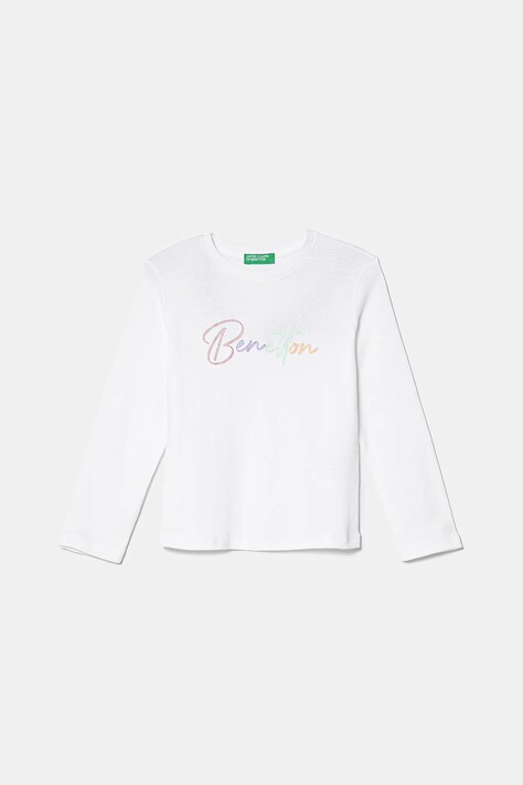 Детска блуза с дълги ръкави United Colors of Benetton в бяло 3I9WG10HV
