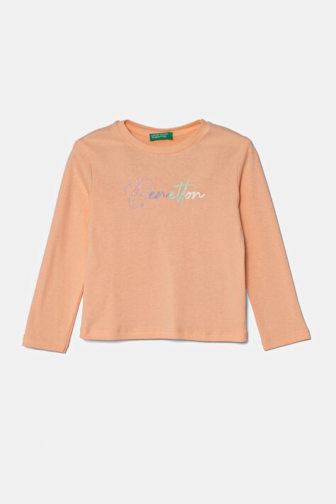 Дитячий бавовняний лонгслів United Colors of Benetton колір помаранчевий 3I9WG10HV