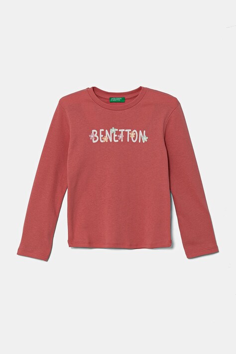 United Colors of Benetton longsleeve din bumbac pentru copii culoarea roz, 3I9WG10HV