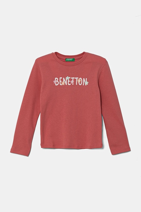 United Colors of Benetton longsleeve din bumbac pentru copii culoarea roz, 3I9WG10HV