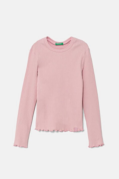 Kojenecké tričko s dlouhým rukávem United Colors of Benetton růžová barva, 3F1AG10I0