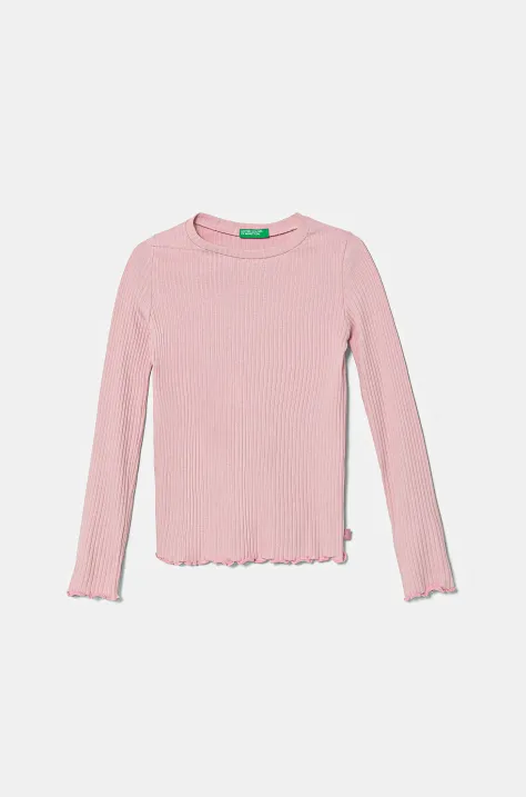 United Colors of Benetton longsleeve dziecięcy kolor różowy 3F1AC10N1