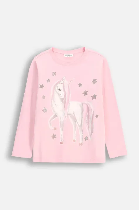 Coccodrillo longsleeve dziecięcy kolor różowy EVERYDAY GIRL