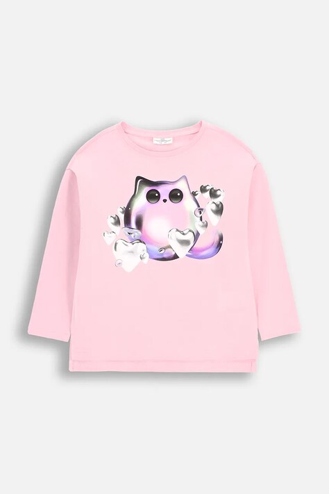 Dětské tričko s dlouhým rukávem Coccodrillo růžová barva, COSMIC GIRL KIDS