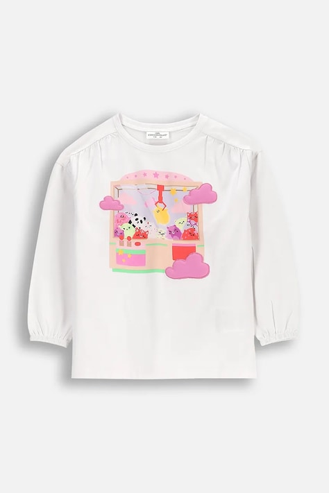 Detské tričko s dlhým rukávom Coccodrillo biela farba, REBEL GIRL KIDS
