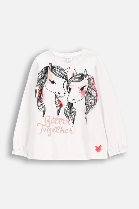Coccodrillo longsleeve copii culoarea alb, NOSTALGIC MEADOW GIRL KIDS
