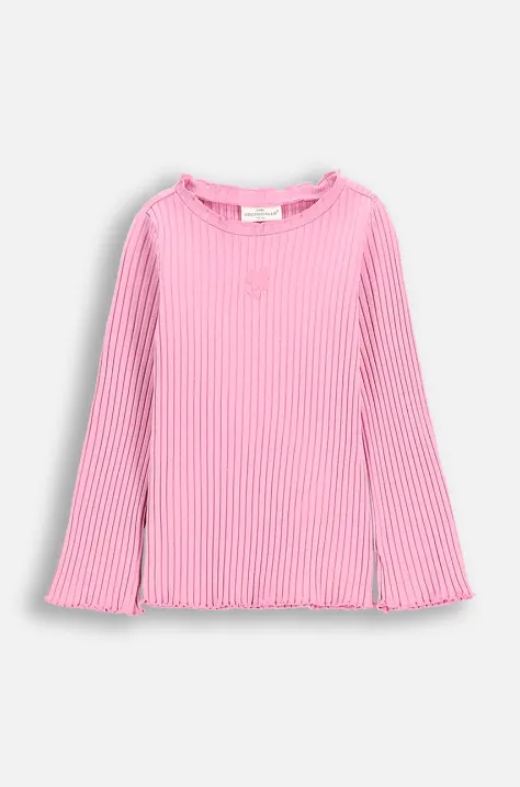 Detské tričko s dlhým rukávom Coccodrillo ružová farba, MAXITROPIC GIRL KIDS
