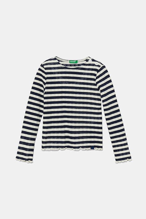 Dětské tričko s dlouhým rukávem United Colors of Benetton tmavomodrá barva, 33LQC10OM