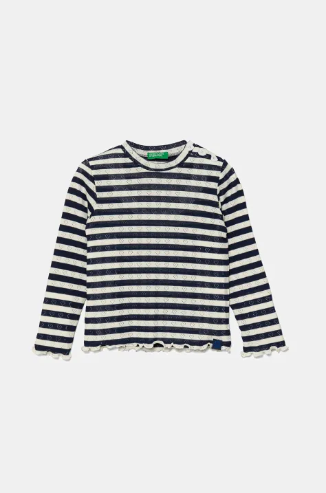 Detské tričko s dlhým rukávom United Colors of Benetton tmavomodrá farba, 33LQG10J7
