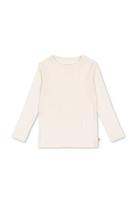 Konges Sløjd longsleeve din bumbac pentru copii MINNA BLOUSE GOTS culoarea bej, KS102814