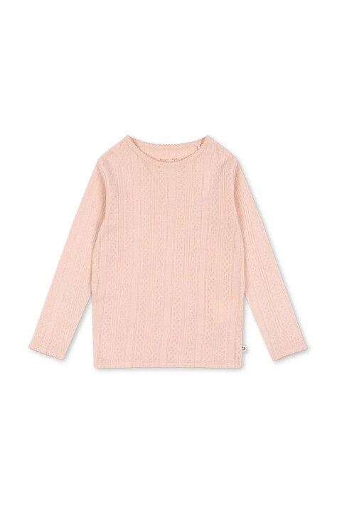 Konges Sløjd longsleeve din bumbac pentru copii MINNA BLOUSE GOTS culoarea roz, KS102814